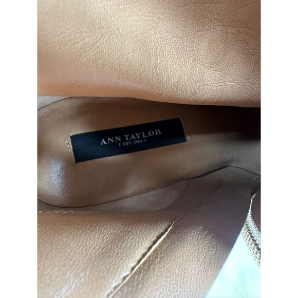 Ann Taylor Petra Buckle Booties Leather Beige Tan High Heel Fawn. Size 7.5 - Picture 10 of 12